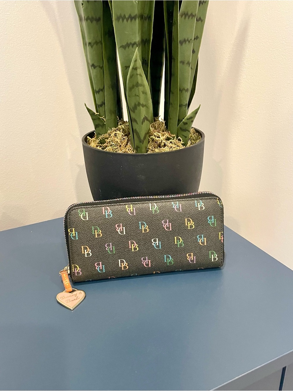 Dooney & Bourke Black Wallet with Multicolor DB Logo